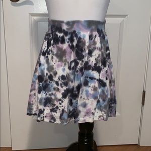 Alien Nation Black White Blue Purple Tie Dye Skirt